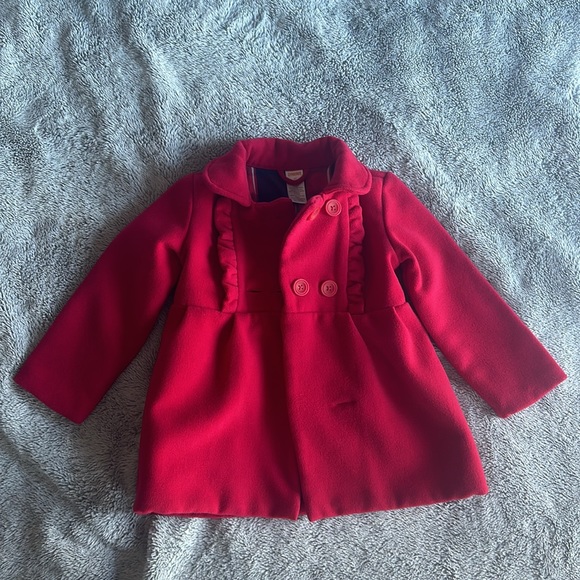 🎀 Gymboree Girls Red Pea Coat Size 4T Fancy Girlie Holiday Formal Warm - Picture 3 of 6